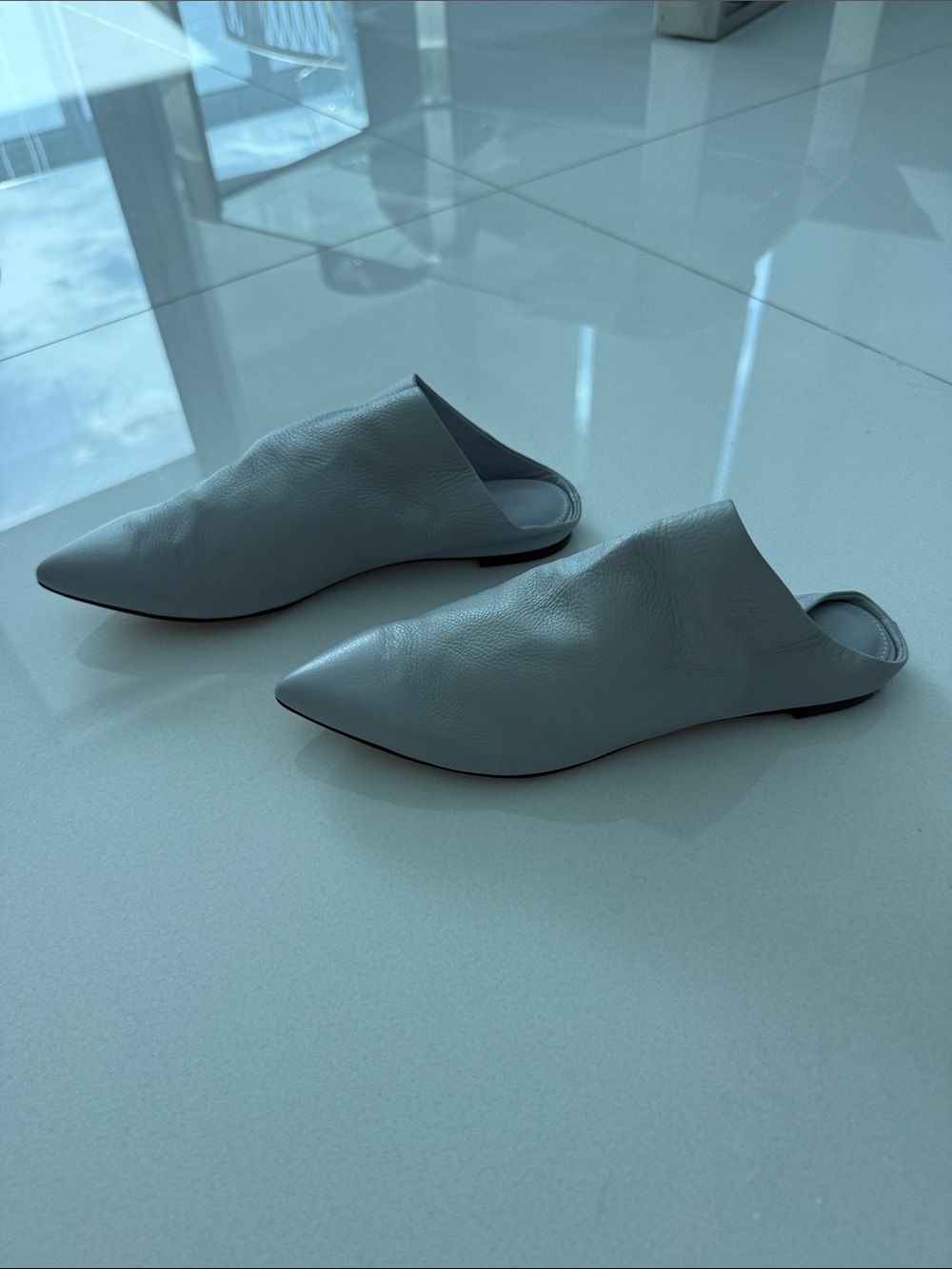 Sigerson Morrison Pointed Toe Slip-On Mules in Pale Blue NEW no tags